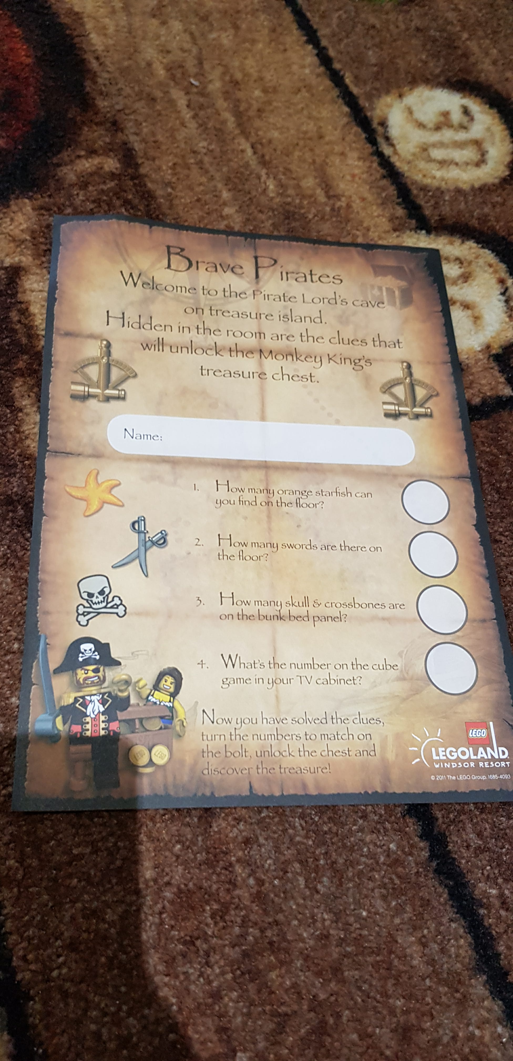 Legoland hotel treasure store hunt answers 2019